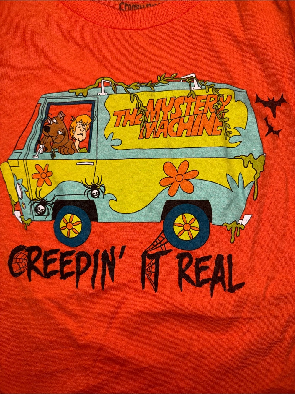 Mystery Machine 'Creepin' It Real' Orange Long Sleeve Tee S EUC